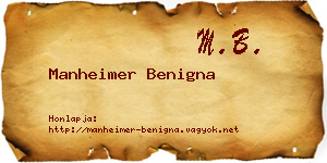 Manheimer Benigna névjegykártya